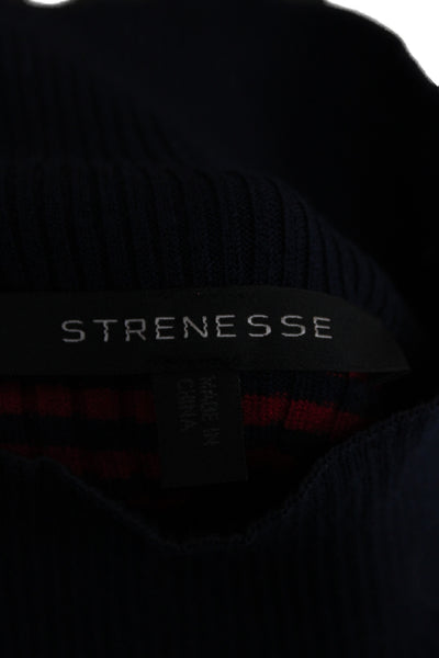 Strenesse Womens Striped Mock Neck Pullover Sweater Blue Long Sleeve Size 10