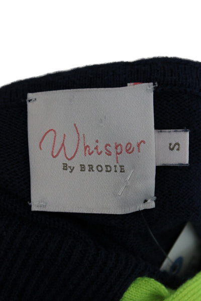 Whisper By Brodie Womens Blue Crewneck Pullover Cotton Long Sleeve Size S