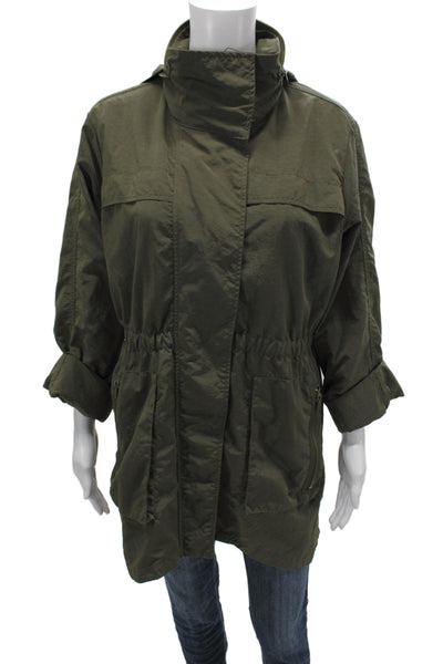 Venezia-Milano Womens Anorak Jacket Green Nylon Zip Military Size M