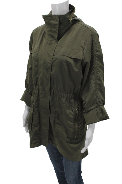 Venezia-Milano Womens Anorak Jacket Green Nylon Zip Military Size M