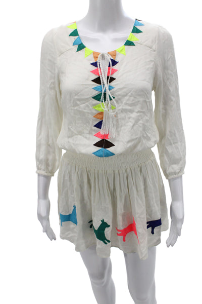 Pia Pauro Women Blouson Argyle Multi Scoop Neck Dress 3/4Sleeve Size XS