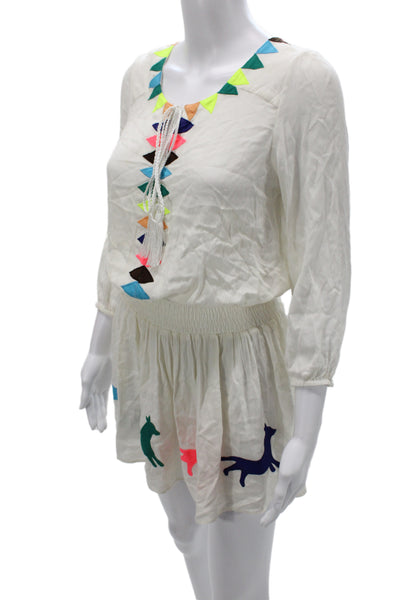Pia Pauro Women Blouson Argyle Multi Scoop Neck Dress 3/4Sleeve Size XS