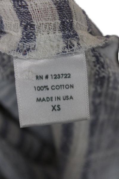 Xirena Womens Shirt Dress Blue Striped Long Sleeve Button Cotton Short Size XS
