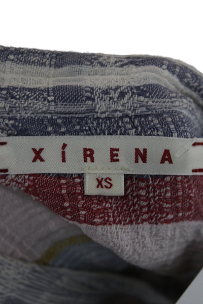 Xirena Womens Shirt Dress Blue Striped Long Sleeve Button Cotton Short Size XS