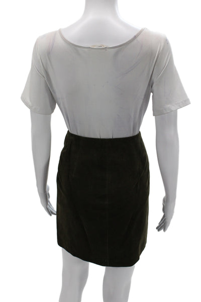 Jenne Maag Womens Suede Mini Skirt Green Zip Short Fall Size PP