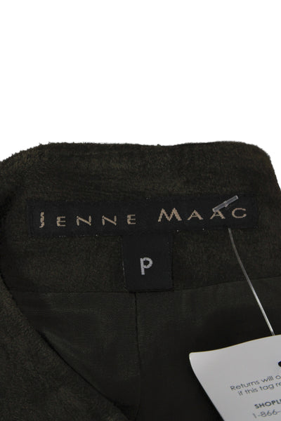 Jenne Maag Womens Suede Mini Skirt Green Zip Short Fall Size PP