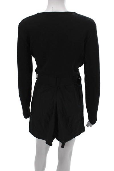 Zara Womens Fit & Flare Mini Dress Black Long Sleeve Round Neck Size L