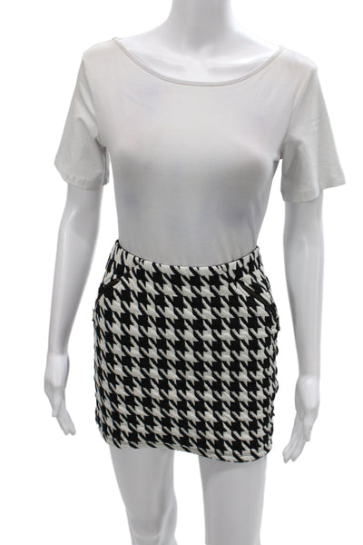 Zara Trafaluc Women Black Houndstooth Mini Skirt Size M