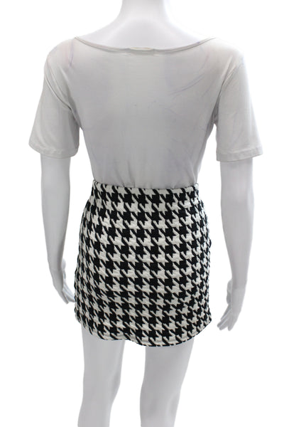 Zara Trafaluc Women Black Houndstooth Mini Skirt Size M