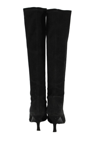 Stuart Weitzman Womens Suede Pull-On Knee High Boots Black Size 8.5