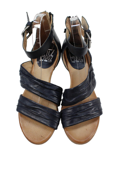 Miz Mooz Womens Leather Buckle Ankle Strap Sandals Black Size 9