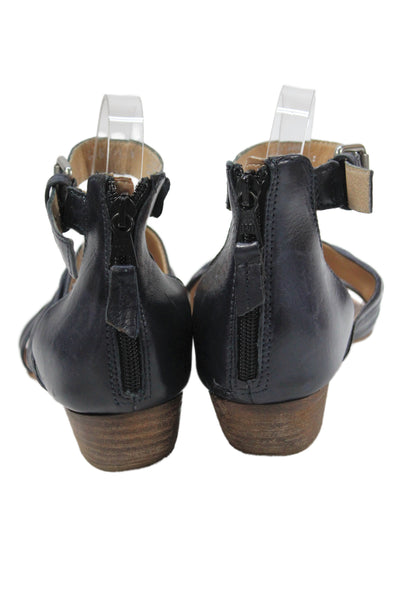 Miz Mooz Womens Leather Buckle Ankle Strap Sandals Black Size 9
