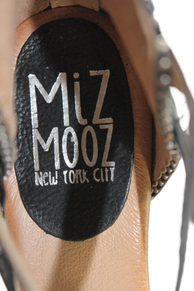Miz Mooz Womens Leather Buckle Ankle Strap Sandals Black Size 9