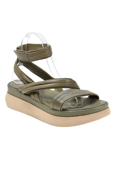 Miz Mooz Womens Leather Ankle Strap Sandals Olive Green Size 9