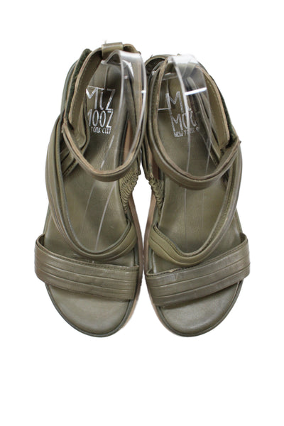 Miz Mooz Womens Leather Ankle Strap Sandals Olive Green Size 9