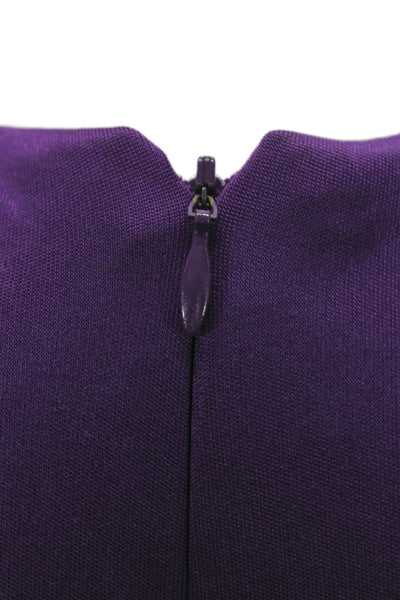 Reem Acra Women Maxi Silk V-Neck Sleeveless Purple Dress Size 12