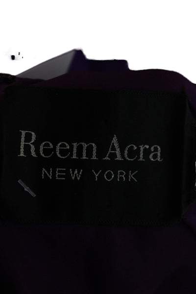 Reem Acra Women Maxi Silk V-Neck Sleeveless Purple Dress Size 12