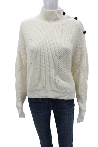 Joie Womens Pullover Sweater Ivory Mock Neck Long Sleeve Cotton Size XS