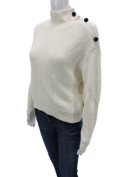 Joie Womens Pullover Sweater Ivory Mock Neck Long Sleeve Cotton Size XS