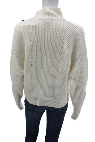 Joie Womens Pullover Sweater Ivory Mock Neck Long Sleeve Cotton Size XS