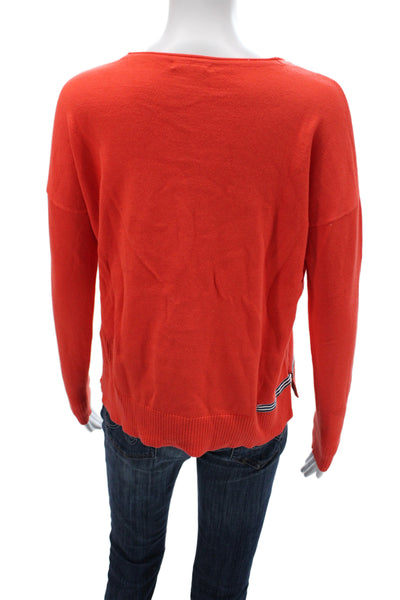 Lisa Todd Women Pullover Cotton Crew Neck Long Sleeve Red Size XS