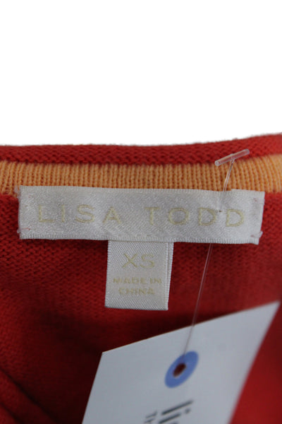 Lisa Todd Women Pullover Cotton Crew Neck Long Sleeve Red Size XS