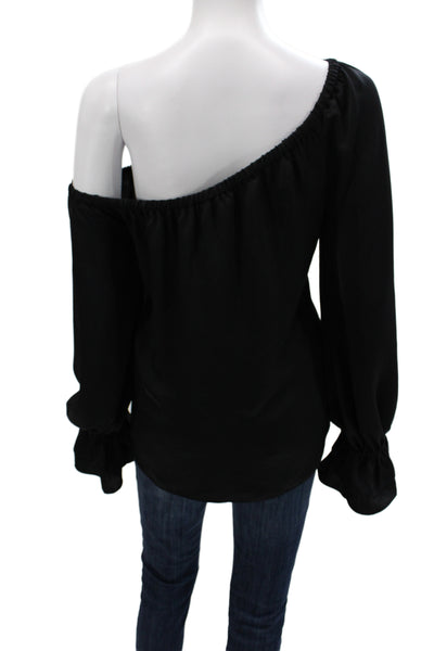 Ramy Brook Women Basic One Shoulder Long Sleeve Blouse Black Size XS