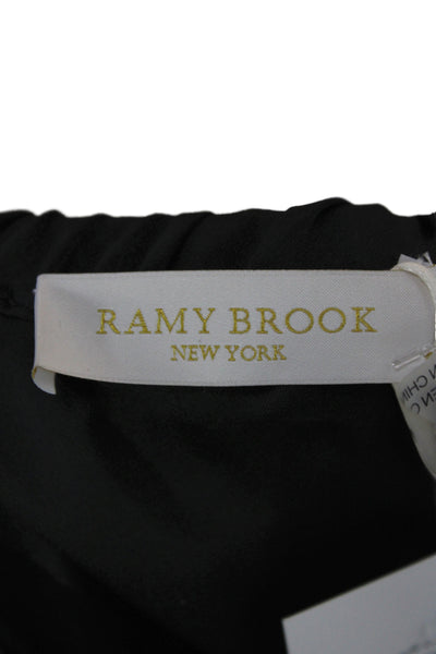 Ramy Brook Women Basic One Shoulder Long Sleeve Blouse Black Size XS