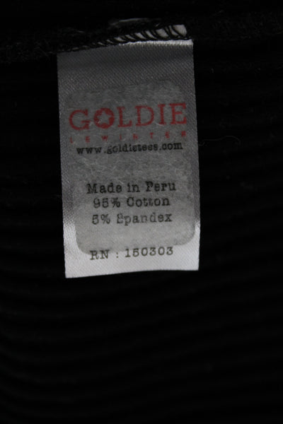Goldie Women Black Mock Neck Long Sleeve Basic Blouse 95% Cotton Size S