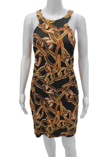 Trina Turk Womens Black Geometric Sheath Dress Sleeveless Zip Size 6