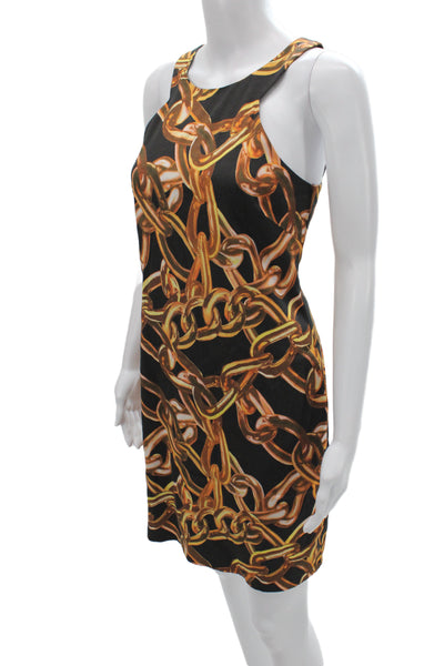 Trina Turk Womens Black Geometric Sheath Dress Sleeveless Zip Size 6