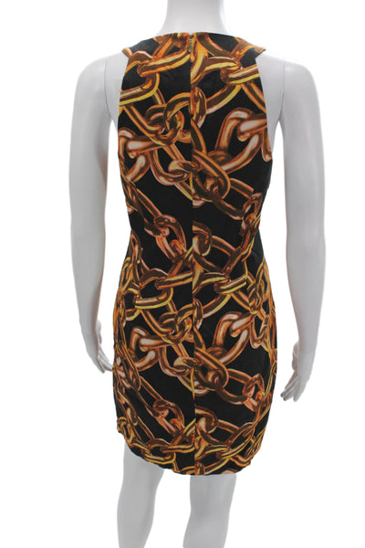 Trina Turk Womens Black Geometric Sheath Dress Sleeveless Zip Size 6