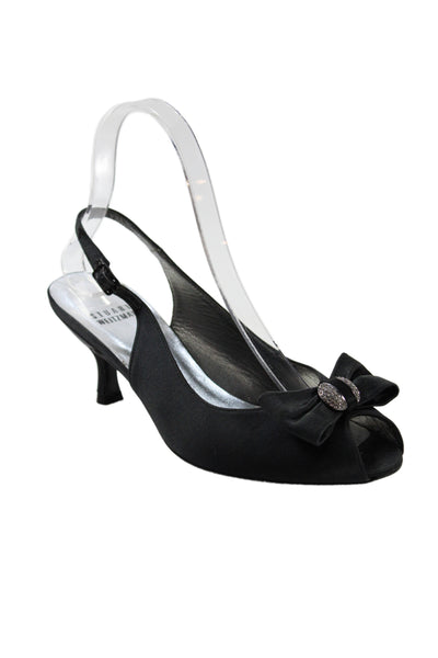 Stuart Weitzman Womens Velvet Ankle Strap Kitten Heels Black Size 8