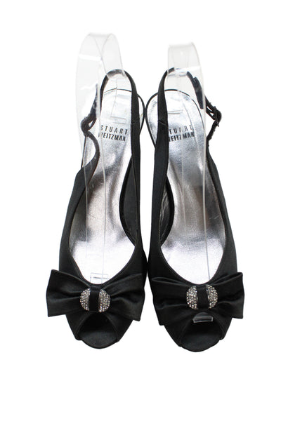 Stuart Weitzman Womens Velvet Ankle Strap Kitten Heels Black Size 8