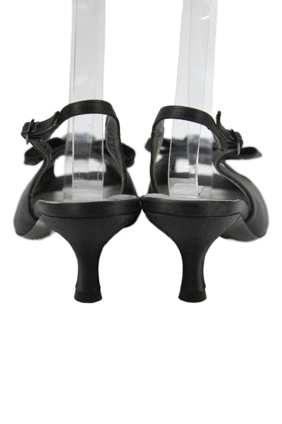 Stuart Weitzman Womens Velvet Ankle Strap Kitten Heels Black Size 8