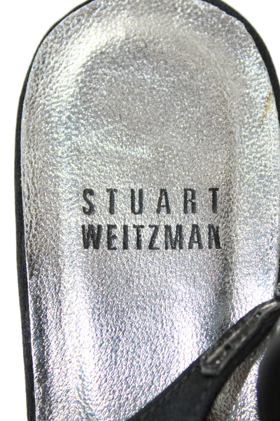 Stuart Weitzman Womens Velvet Ankle Strap Kitten Heels Black Size 8