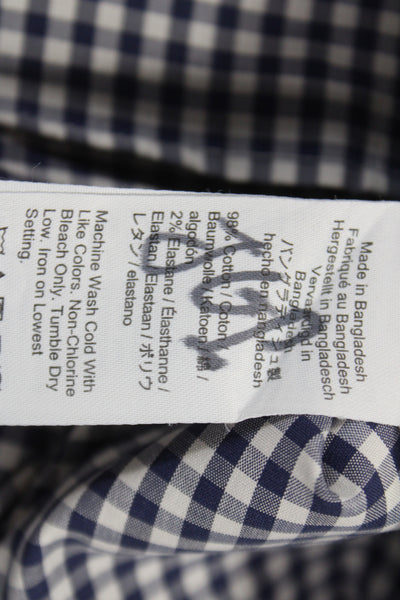J Crew Women Blue Check Collared Button-Up Long Sleeve 98% Cotton Size XS
