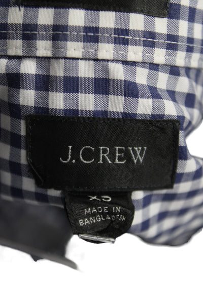J Crew Women Blue Check Collared Button-Up Long Sleeve 98% Cotton Size XS