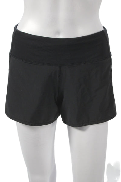 Lululemon Womens Athletic Shorts Black Zip Synthetic Athleisure Size 8