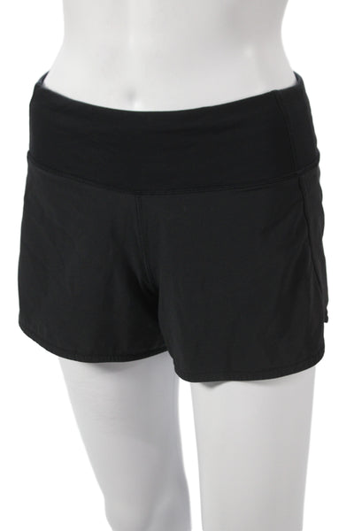 Lululemon Womens Athletic Shorts Black Zip Synthetic Athleisure Size 8