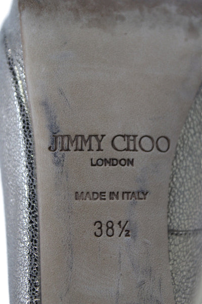 Jimmy Choo Womens Leather Metallic Strappy Zip Stiletto Heels Gold Size EUR 38.5
