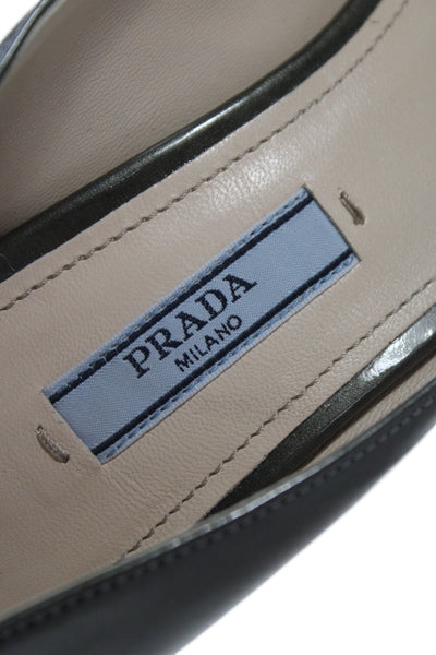 Prada Womens Patent Leather Peep Toe Stiletto Heels Pumps Green Size EUR 38.5