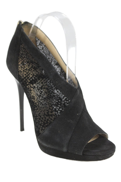 Jimmy Choo Womens Mesh Textured Zipped Stiletto Booties Black Size EUR 39