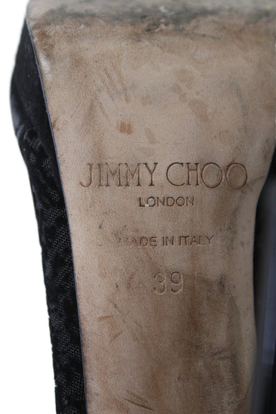 Jimmy Choo Womens Mesh Textured Zipped Stiletto Booties Black Size EUR 39