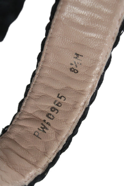 Stuart Weitzman Womens Braided Textured Ankle Buckled Wedge Heels Black Size 8.5