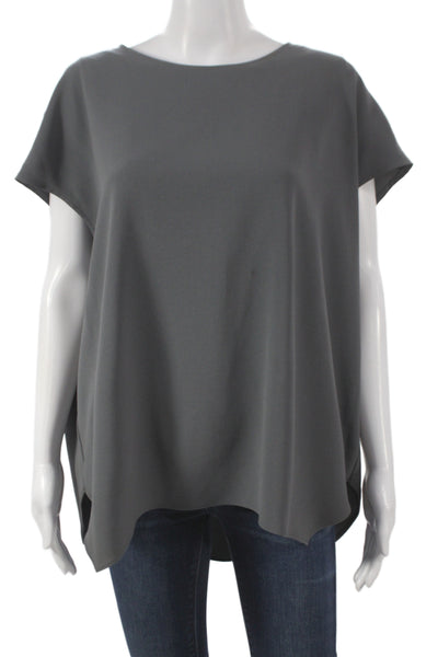 M.M. Lafleur Womens Tunic Blouse Gray Sleeveless Round Neck Button Size XL