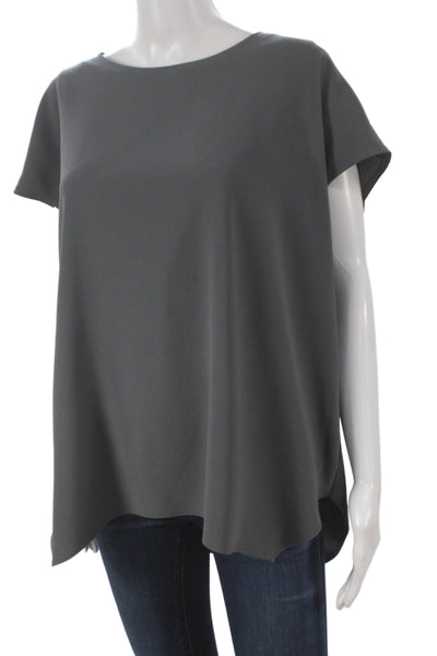 M.M. Lafleur Womens Tunic Blouse Gray Sleeveless Round Neck Button Size XL