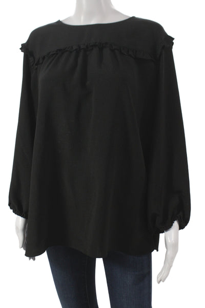 Juicy Couture Womens Tunic Black 3/4 Sleeve Round Neck Polyester Size 2XL