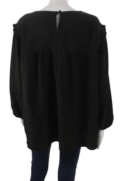 Juicy Couture Womens Tunic Black 3/4 Sleeve Round Neck Polyester Size 2XL