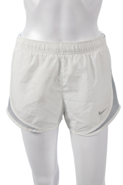 Nike Womens Athletic White Shorts 100% Recycled Polyester Drawstring Size XS